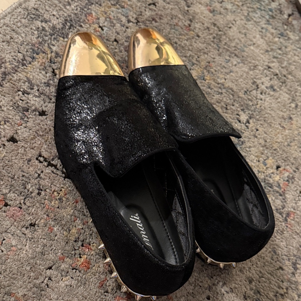 Amalfi Black Flats with Gold Accents